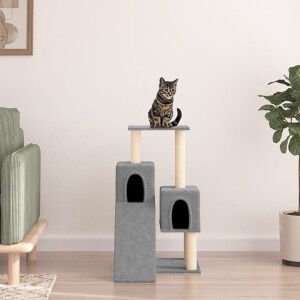 Rascador Para Gatos Con Postes De Sisal Gris Claro 82 Cm