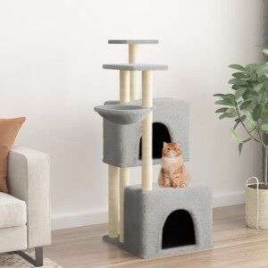 Rascador Para Gatos Con Postes De Sisal Gris Claro 122 Cm