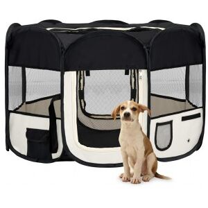 Parque De Perros Plegable Y Bolsa Transporte Negro 110x110x58cm