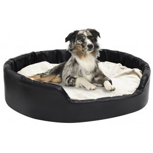 Cama De Perros Felpa Y Cuero Sintético Negro Beige 99x89x21 Cm