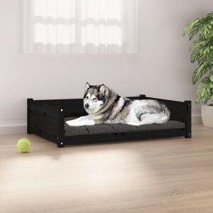 Cama Para Perros Madera Maciza De Pino Negro 105.5x75.5x28 Cm