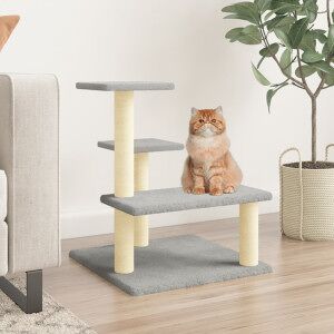 Rascador Para Gatos Con Postes De Sisal Gris Claro 61 Cm