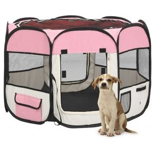 Parque De Perros Plegable Bolsa De Transporte Rosa 90x90x58 Cm