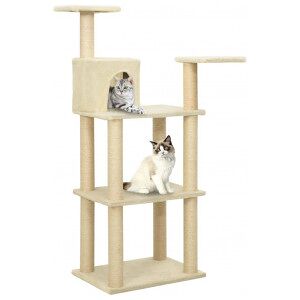 Rascador Para Gatos Con Postes De Sisal Crema 119 Cm