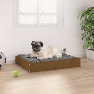 Cama Para Perros Madera Maciza Pino Marrón Miel 61.5x49x9 Cm