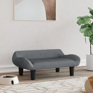 Cama Para Perros De Terciopelo Gris Oscuro 70x40x24 Cm