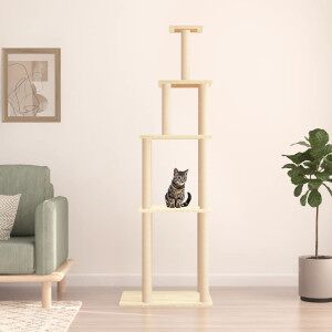 vidaXL Rascador Para Gatos Con Postes De Sisal Color Crema 183 Cm