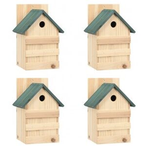 vidaXL Casa Para Pájaros 4 Unidades Madera De Abeto 23x19x33 Cm