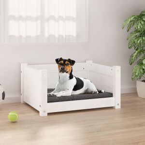 vidaXL Cama Para Perros Madera Maciza De Pino Blanco 55.5x45.5x28 Cm