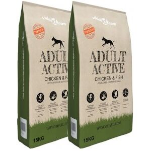 vidaXL Comida Seca Para Perro Adult Active Chicken Fish 2 Uds 30 Kg