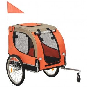 vidaXL Remolque De Bicicleta Para Perros Naranja Y Gris