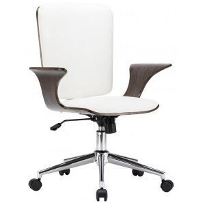 Silla De Oficina Giratoria Cuero Sintético Madera Curva Blanco