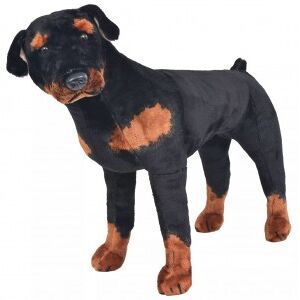 vidaXL Perro Rottweiler De Peluche De Pie Negro Y Marrón Xxl