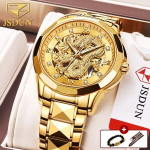 AliExpress JSDUN-relojes mecánicos automáticos de lujo para hombre, reloj de dragón dorado, resistente al agua,