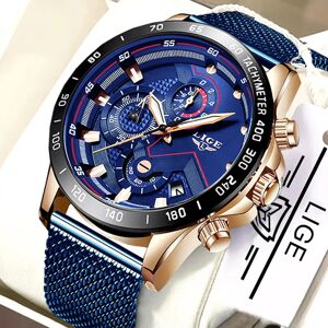 AliExpress Relojes LIGE para hombre, reloj de pulsera de lujo de marca, reloj de cuarzo, reloj azul, reloj