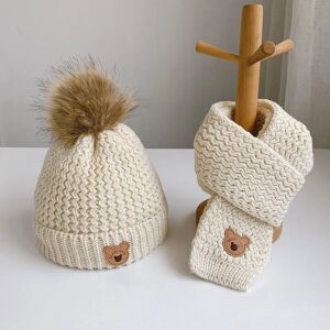 AliExpress Gorro de lana para niños, bufanda, conjunto de dos piezas, lana cálida para invierno, gorro de lana