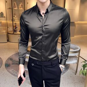 AliExpress Camisas de manga larga para hombre, ropa informal ajustada, Color sólido, Formal, para negocios y