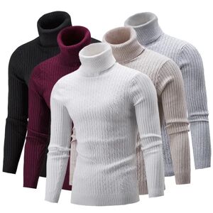 AliExpress Suéter de cuello alto para hombre, jerseys de punto de manga larga, de corte ajustado, mantiene el