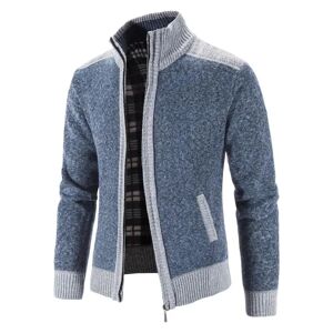 AliExpress Chaqueta de punto para hombre, suéter ajustado con cuello levantado, cárdigan grueso y cálido, a la