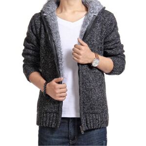 AliExpress Sudadera gruesa con cuello y cremallera para hombre, abrigo de lana de Cachemira, con forro, ropa de
