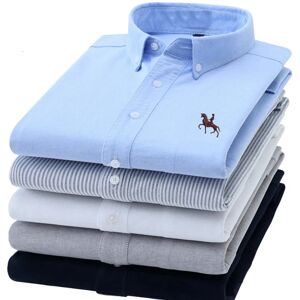 AliExpress S-7XL de talla grande para hombre, camisas 100% de algodón Oxford, de manga larga, informales,