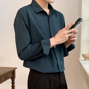 AliExpress Camisas drapeadas de moda coreana para hombres, camisa de manga larga de Color sólido de seda de