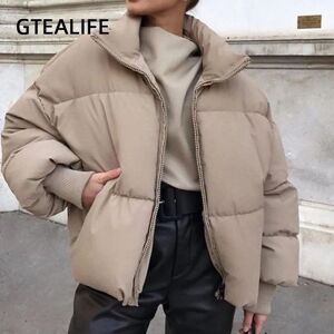 AliExpress Gtealife-Parkas de cuello alto para mujer, abrigos gruesos y cálidos de burbujas, chaquetas de color