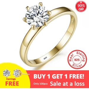 AliExpress Anillo de boda clásico de oro amarillo de 18K, 6mm, Diamante de laboratorio de 1 quilate, joyería