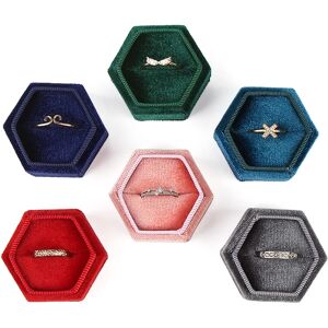 AliExpress Caja de anillo de terciopelo hexagonal, soporte de exhibición de joyería con tapa desmontable,