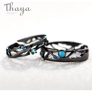 AliExpress Thaya-anillos de circonia cúbica para mujer, de color negro, azul brillante, joyería de plata 925,