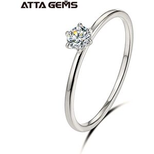 AliExpress Anillo chapado en oro blanco de 18K para mujer, sortija solitario de diamante moissanita de 0,2 CT,