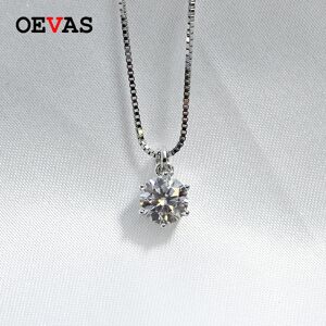 AliExpress Oeves-colgante de moissanita de 1 quilate en D, collar de boda de plata de ley 100% 925, joyería