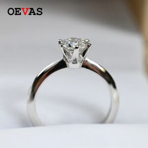 AliExpress Oeves-anillos de boda de moissanita de 1 quilate Real para mujer, Color oro blanco de 18K de alta