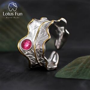 AliExpress Lotus Fun-Anillo de plata de primera ley diseño hoja de peonia para mujer, sortija ajustable, plata