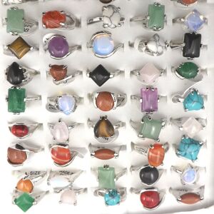 AliExpress XiaoYaoTYM-Lote de anillos de piedra Natural para mujer, joyería de moda, Bague, 50 piezas, envío