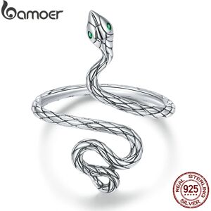 AliExpress Bamoer-Anillo de Plata de Ley 925 con diseño de serpiente, sortija ajustable, plata esterlina,