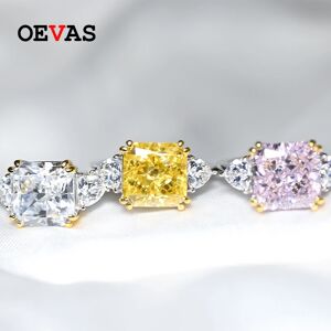 AliExpress Oeves-Anillo de boda de Plata de Ley 925 para mujer, joyería fina de lujo de 10x10MM, con gemas de