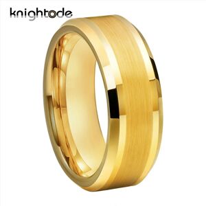 AliExpress Anillo de compromiso de carburo de tungsteno dorado de 6mm y 8mm para hombre y mujer con bordes