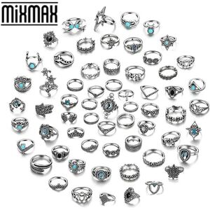 AliExpress MixMax 60 uds mujeres anillos de Bohemia chapado en oro plata diamantes de imitación de moda dedo