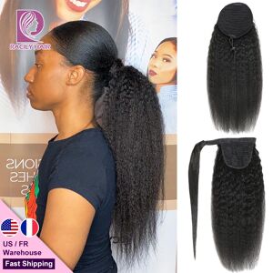 AliExpress Racily Hair-coleta de cabello humano brasileño Afro rizado, extensiones de cabello humano Remy con