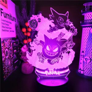 AliExpress Luces nocturnas de Pokemon Gengar Haunter Gastly 3D, lámpara de Anime Takara Tomy, iluminación
