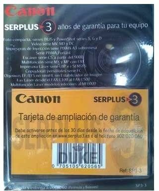 Canon Ampliacion Garantia 3 Años Ixus Laser Video Mx, Etc (sp3-3) Canon Ampliacion Garantia 3 Años Ixus Laser Video Mx, Etc (sp3-3)