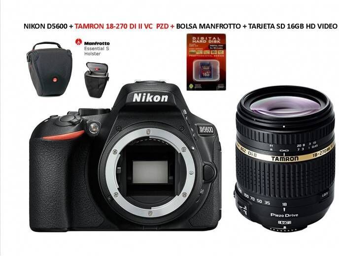Nikon D5600 + Tamron Af S 18 -270 Vc Pzd + Bolso Tamron + Sd 16gb Hd Video + Filtro 62mm Uv Tamron Nikon D5600 + Tamron Af S 18 -270 Vc Pzd + Bolso Tamron + Sd 16gb Hd Video + Filtro 62mm Uv Tamron