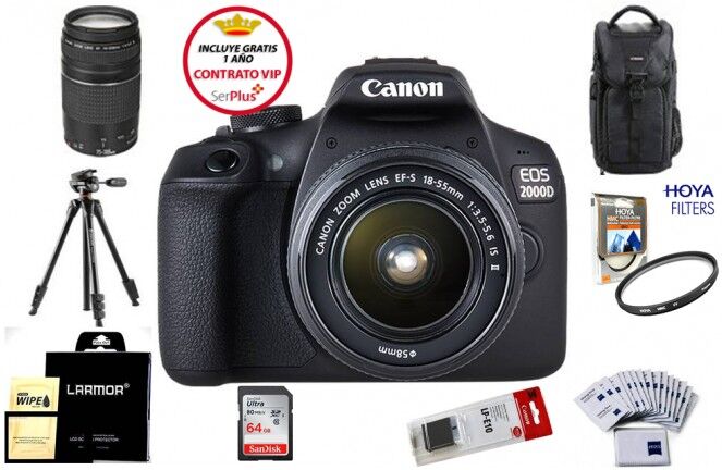 Canon Eos 2000d + 18-55 Is Ii Pack Avanzado Canon Eos 2000d + 18-55 Is Ii Pack Avanzado