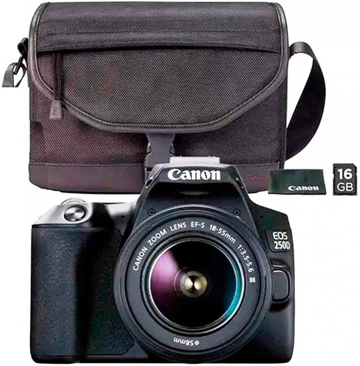 Canon 250d + 18-55 Dc Iii + Bolso Sb130 Negra Canon 250d + 18-55 Dc Iii + Bolso Sb130 Negra