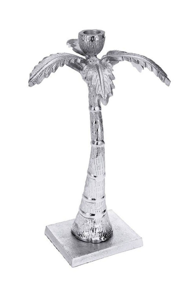 RegalosMiguel Candelabro Plata Palmera Banain de Aluminio 26 cm