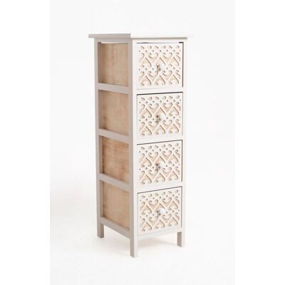 REGALOS MIGUEL - Mueble Auxiliar Cloak Blanco Estrecho 4 Cajones REGALOS MIGUEL - Mueble Auxiliar Cloak Blanco Estrecho 4 Cajones