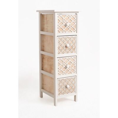 REGALOS MIGUEL - Egle Blanco Estrecho 4 Cajones - Madera - Blanco - Drawer Chest REGALOS MIGUEL - Egle Blanco Estrecho 4 Cajones - Madera - Blanco - Drawer Chest