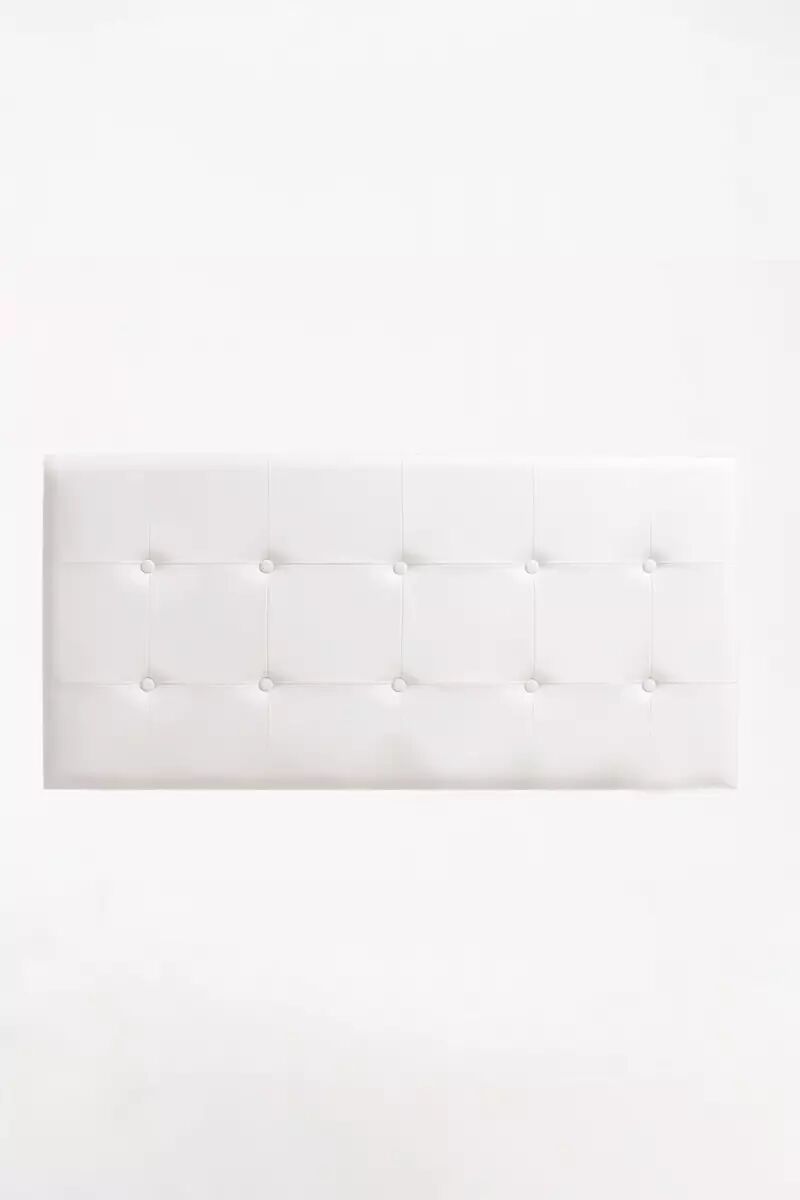 RegalosMiguel Cabecero Buttons Polipiel para camas de 135 cm - Blanco