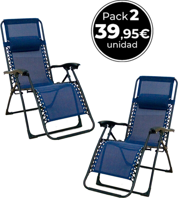 RegalosMiguel Pack 2 Tumbonas Reclinables 177 x 65 x 113 cm Azul